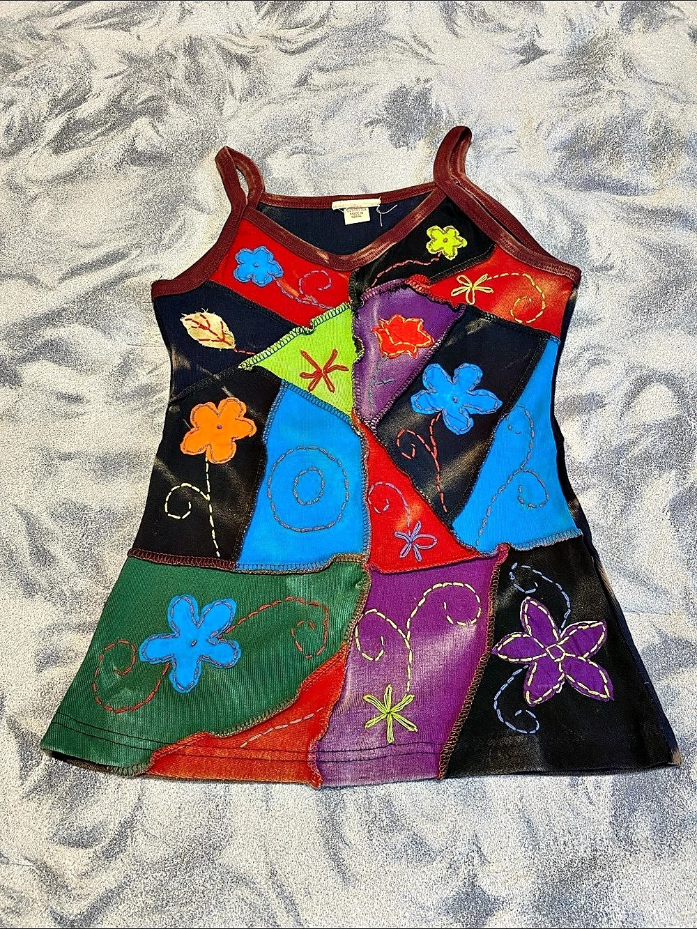 Multicolor & Black Patchwork Tank Top